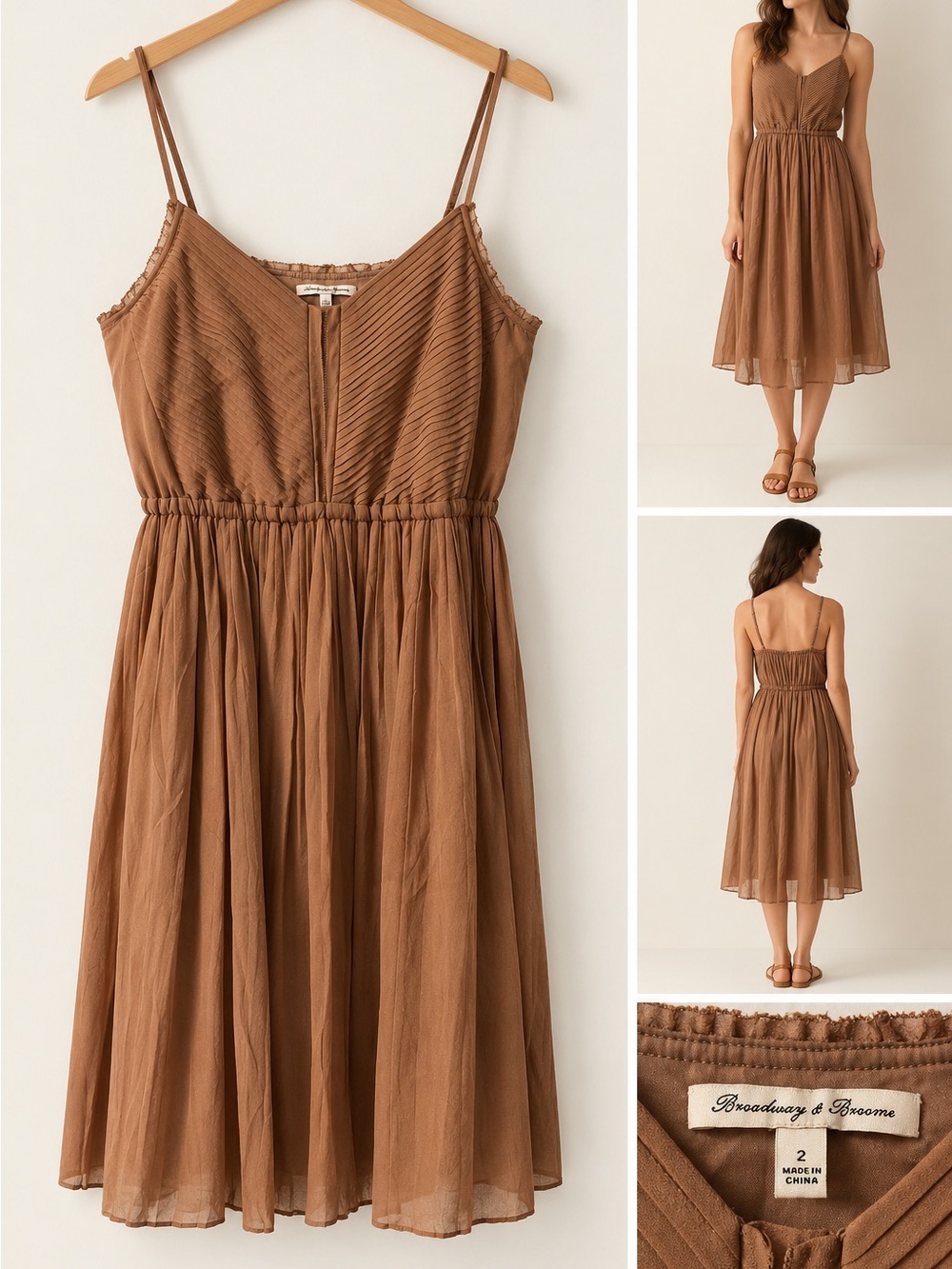 Brown Sleeveless Midi Dress